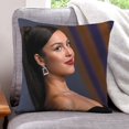 thumbnail image 1 of Olivia RodrigoFundas de almohada de terciopelo con tema, regalos de funda de almohada, decoración para el hogar, cojín de lanzar, regalo de cumpleaños para fans y parejas. 50cm x 50cm., 1 of 6