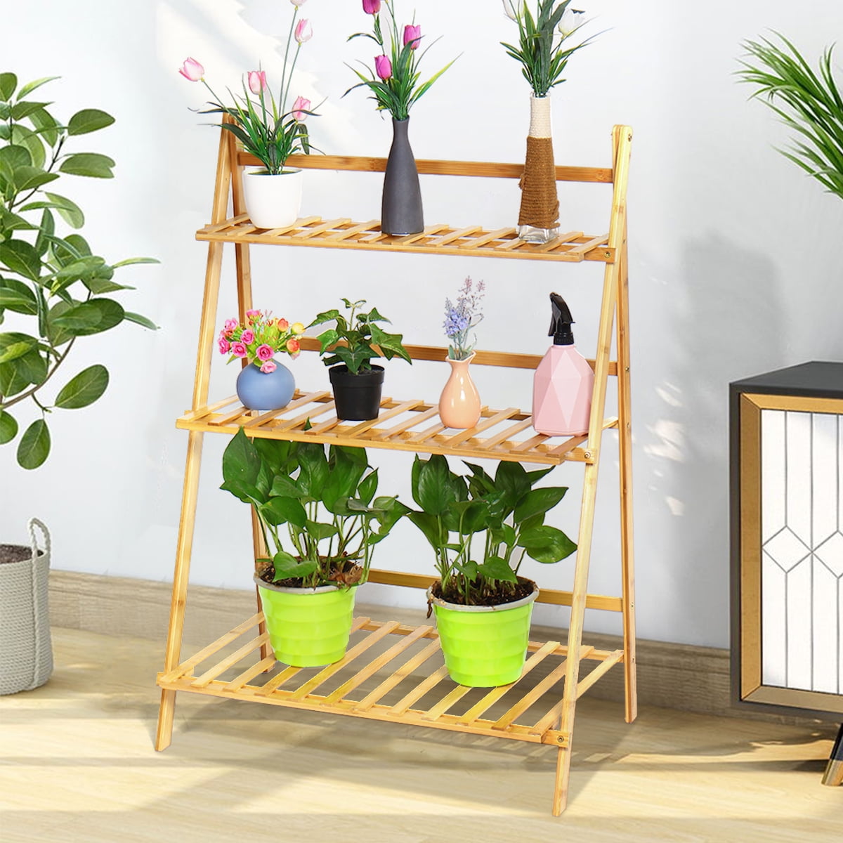 Plant Stand 3 Tier Bamboo Flower Display Shelf Pot Display