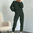 thumbnail image 2 of Women's 2 Piece Tracksuit Long Sleeve Crop Crewneck Sweatshirt Cinched Sweatpants Lounge Set Sweatsuits Fall Outfits (M, Dark Gray), 2 of 7