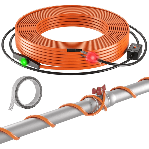 Self-Regulating Pipe Heating Cable,80ft Heat Tape for Pipes Freeze Protection, Protects PVC Hose, Metal and Plastic Pipe from Freezing,120V 7W/FT