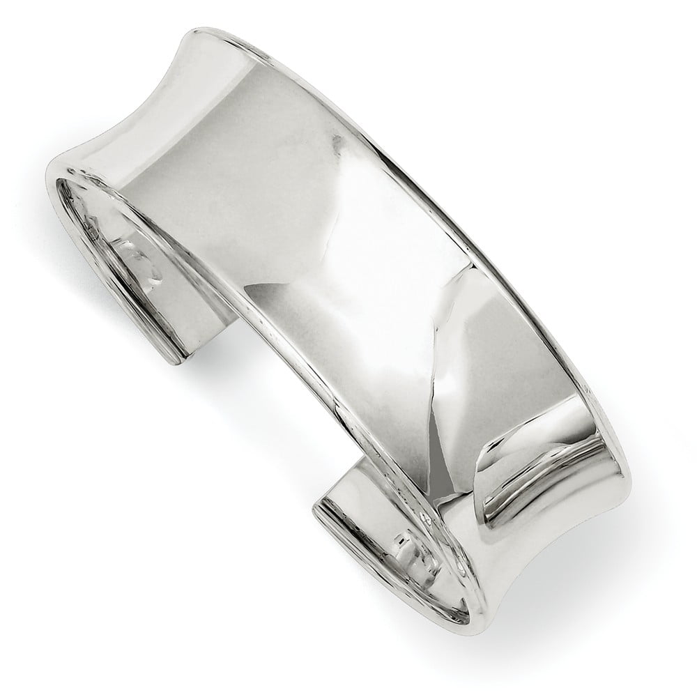 Sterling Silver Polished Twisted Center Cuff 18 MM Bangle Bracelet