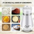 thumbnail image 2 of LMTODLFG Salt and Pepper Shakers (2-Pc. Set) Modern Stainless-Steel w/Clear Glass Bottom | Compact Cooking, Kitchen and Dining Room Use | Classic, Refillable Design (White), 2 of 5