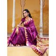 thumbnail image 2 of Janasya Women's Wine Paithani Silk Ethnic Motifs Saree with Unstitched Blouse Piece, 2 of 4