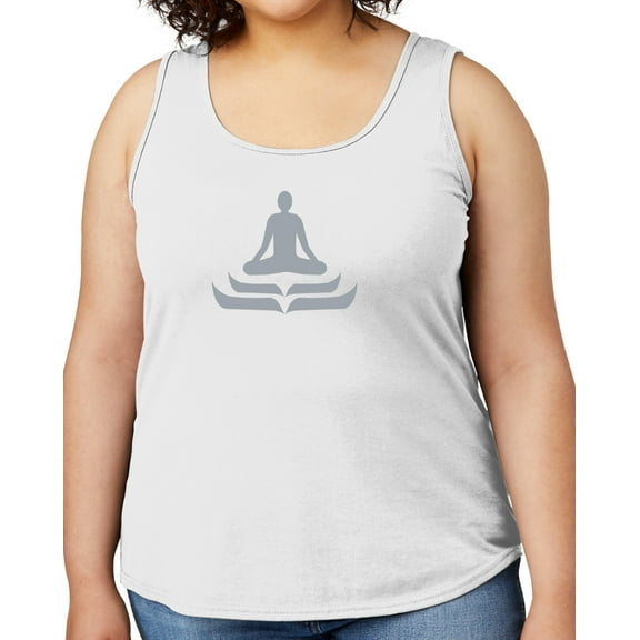 Women's Lotus Pose Yoga Mid-weight Tanktop, 4XL White