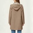 thumbnail image 3 of HappyYEE Women's Rain Coat with Drawstring Waist Plaid Lined Hooded Windbreaker Lightweight Waterproof Rain Jacket with Pockets XXL, 3 of 9