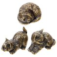 thumbnail image 3 of 3pcs Miniature Brass Cat Figurine Brass Cat Statue Brass Animal Figurine Brass Car Tea Pet, 3 of 4