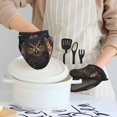 thumbnail image 6 of Pofeuu Classical Style Brown Owl Print Thickened Mini Silicone Oven Mitts Heat Resistant, Rubber Oven Mitt Gloves, Finger Pinch Grips, Pot Holder, Silicone Potholder, 6 of 7