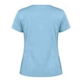 thumbnail image 5 of Women's T Shirts Soft Cotton Plain Tshirts Short Sleeve V Neck Fitted Casual Summer Tops Plus Size Basic Tees (2XL, Sky Blue), 5 of 8