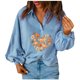 thumbnail image 1 of Moda mujer Casual sólido cuello vuelto manga larga botón suelta otoño blusa Tops Pompotops  FGAJ21802, 1 of 8