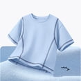 thumbnail image 3 of Eltusu Boys Athletic Shirts, Breathable Cotton Crew Neck Active Short Sleeve T-Shirts Blue Size 11-12 T, 3 of 4