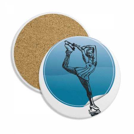 

Winter Sport Female Skating Retro Illustration Coaster Cup Mug Tabletop Protection Absorbent Stone