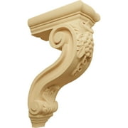 Ekena Millwork 4 1/4"W x 8"D x 13 1/4"H Holmdel Grapes & Vines Corbel, Alder