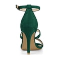 thumbnail image 2 of BLISSFUL STEP Women's Shoes Faux Suede Stiletto High Heel Open Toe Adjustable Ankle Strap Sandals  Green 5, 2 of 7