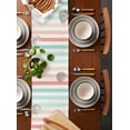 thumbnail image 2 of ERUNPONLY Peach Pink Green Ombre Table Runner - 120 Inch Long Farmhouse Stripe Modern Cotton and Linen Blended Dress Scarves Farmhouse Table Runner for Kitchen Dining, Coffee Table, 13"x120", 2 of 8