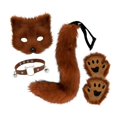 thumbnail image 4 of Conjunto de collar y Cola de animal Yinane Máscara de Halloween Marrón rojizo, 4 of 8
