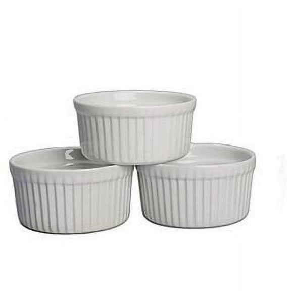 K International 2 Oz Glazed Porcelain Ramekins | For Crème Brulee, Pudding, Custard, Pot Pies, Oven, Microwave, and Dishwasher Safe, 2.6” x 1.4”, Includes Three (3) Miniature Ramekin Dishes