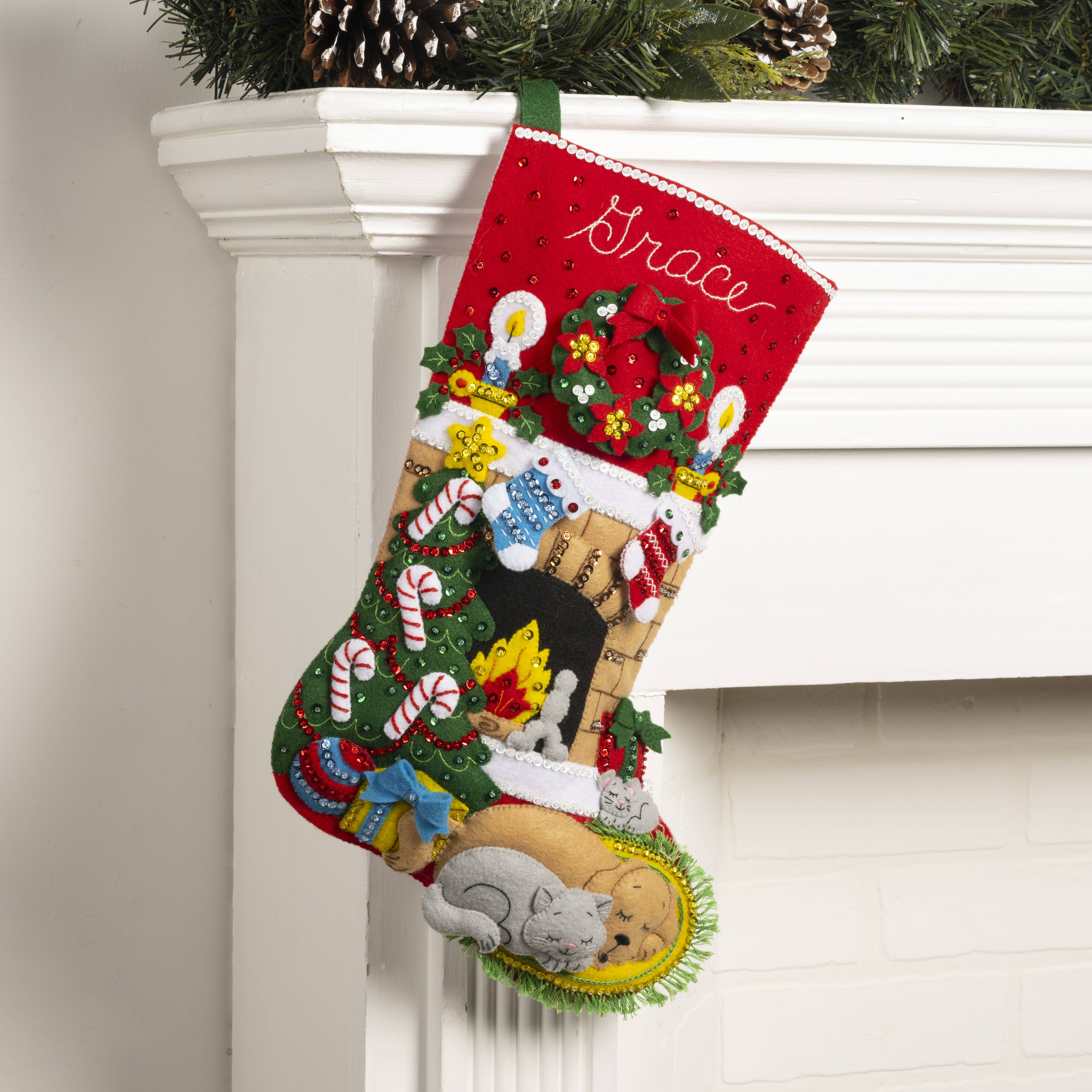 Bucilla Christmas Needlepoint Stocking Kit,DOWN THE  CHIMNEY,Santa,Toys,60690,18