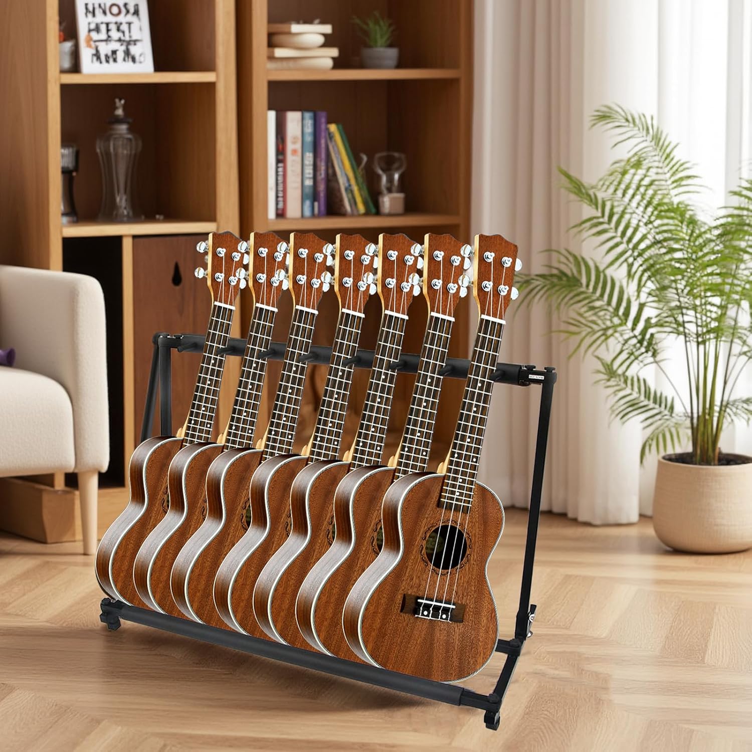 Foldable Guitar Stand, 7 Holder Metal Foldable Guitar Stand, Multiple Instrument Stage Studio Display Rack For Violin, Electric, Ukulele, Guitar