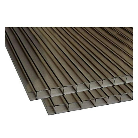 Pack of 2 Panels '' x 24'' x 3/8'' (10 mm) Polycarbonate Twin Wall Bronze Sheets/Cold-Flexible, Strong Impact and Shatterproof - All-Weather Outdoor Garden and Greenhouse Covering/