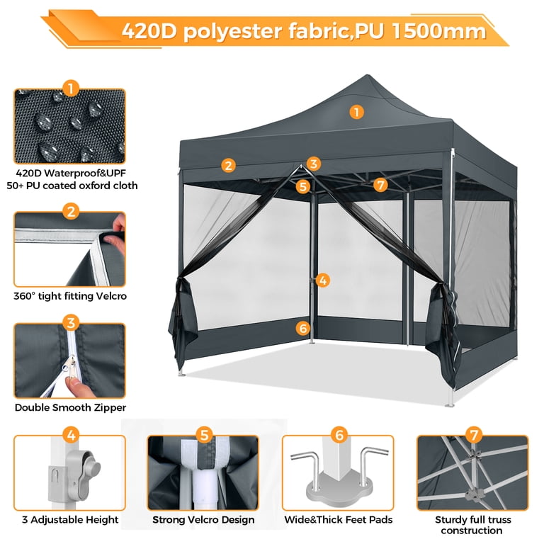 SANOPY 10x10 Heavy Duty Pop up Canopy with 4 Mosquito Net