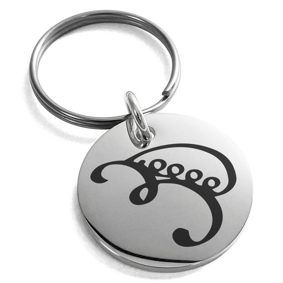 Stainless Steel Reiki Iava Persistence Engraved Small Medallion Circle Charm Keychain Keyring