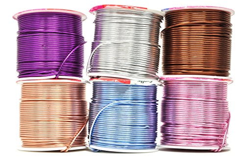 Armature Jewelry Making Mandala Crafts Anodized Aluminum Wire for Sculpting 16 Gauge, Comb 9 Colored and Soft Garden Assorted 6 Rolls Gem Metal Wrap 