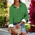 thumbnail image 2 of ZyeKqe Button down Shirts for Women Drop Shoulder Blouse Long Sleeve Oversized Shirt Work Office Solid Color Tops, 2 of 6