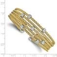 thumbnail image 2 of Sterling Silver Gold-tone Cubic Zirconia Woven Flexible Cuff Bangle, 2 of 2