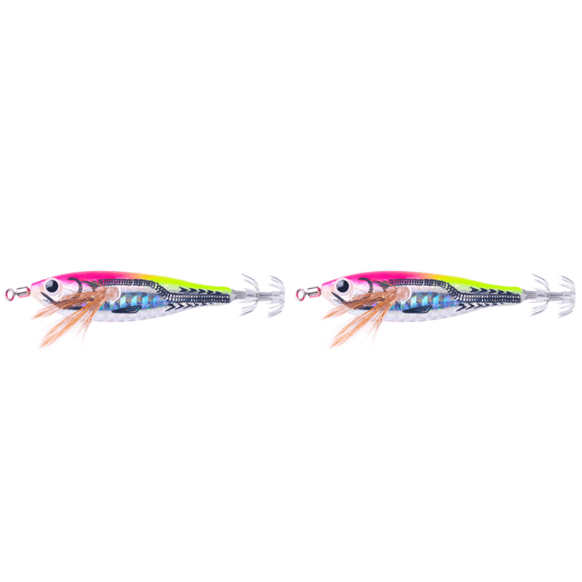 Señuelo Pesca Luminoso Anzuelos Calamar Anzuelo Artificial Cebo Jigging () Rosa Y Amarillo