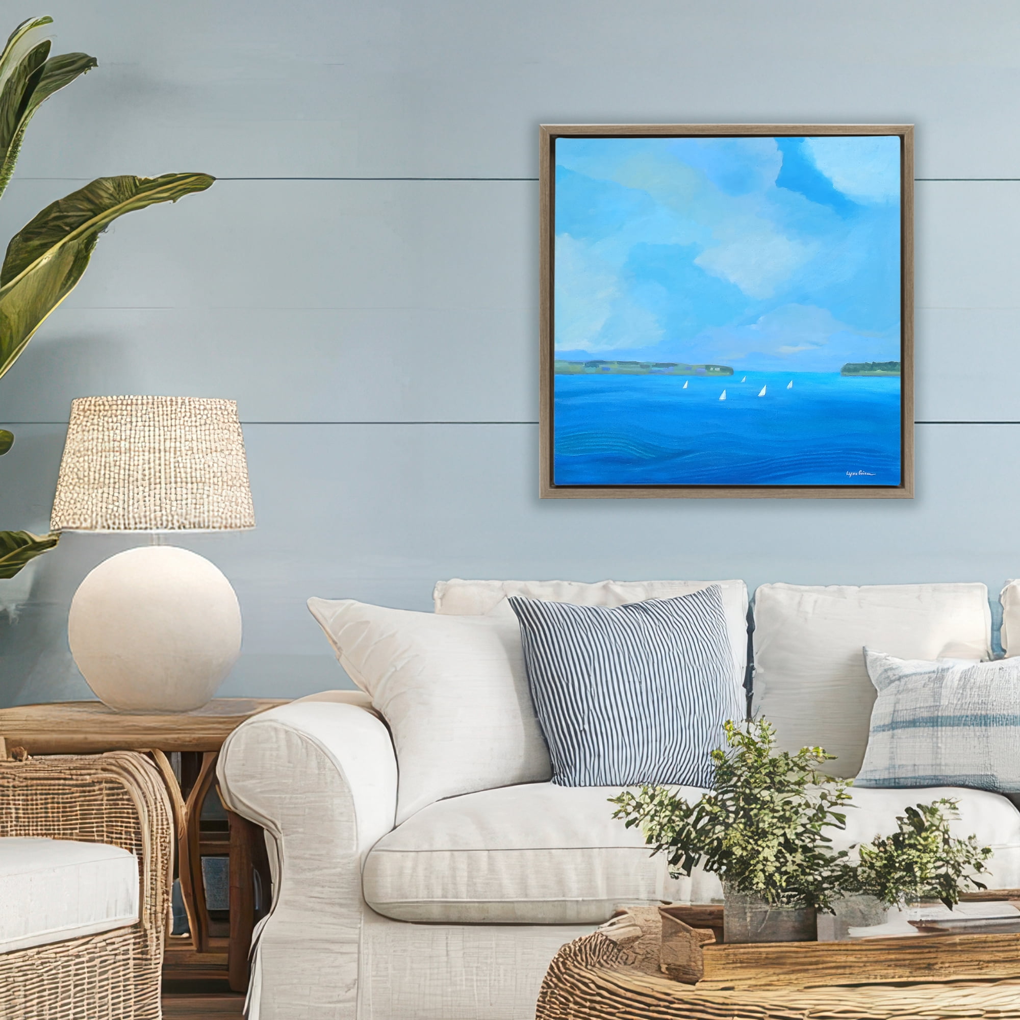 Stupell Industries A Perfect Day Seascape Brown Framed Floater Canvas Wall Art, design by Lynn Ericson Fine Art