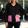 thumbnail image 4 of vdgthytj Rain Jacket Women Long Sleeve Full Zip Color Block Hooded Waterproof Fall Outdoor Outerwear with Pockets(Medium,Hot Pink), 4 of 7