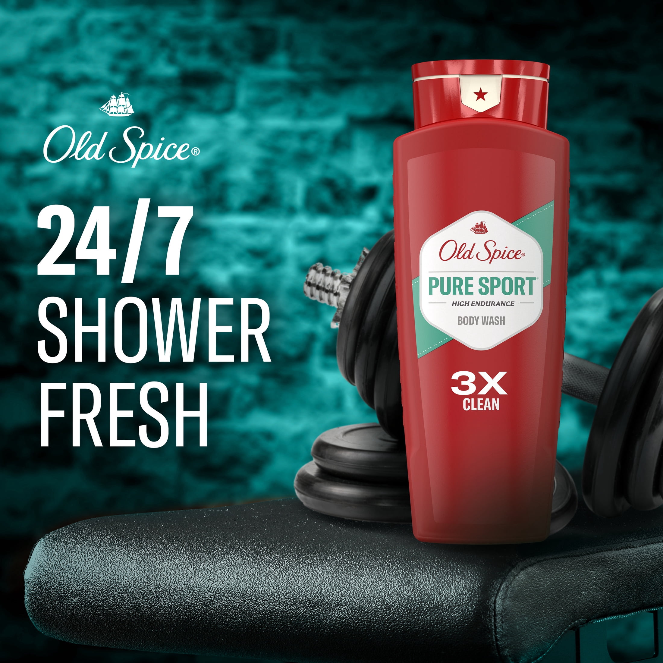 (4 pack) Old Spice High Endurance Body Wash for Men, Pure Sport Scent, 24 FL OZ (709 mL) Twin Pack