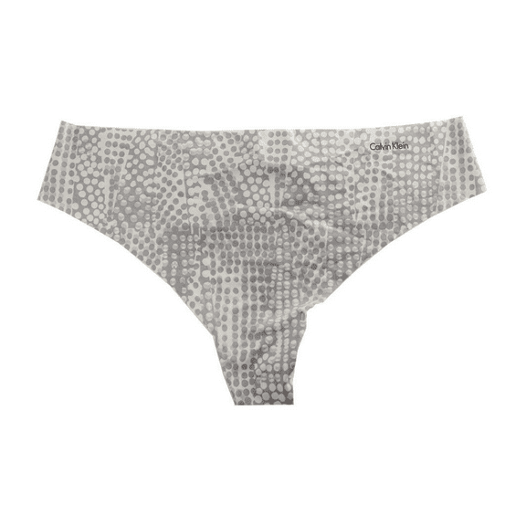Calvin Klein White and Grey Animal Print Invisibles Thong Panty, Size Large