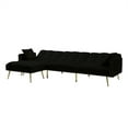 thumbnail image 5 of Aukfa 108" Living Room Sectional Sofa Bed, Velvet Sleeper Sofa, Nailhead Decor, 2 Pillows, Black, 5 of 11