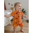 thumbnail image 6 of BemeyourBBs Boys Halloween Outfits Pumpkin Print Button T-Shirt and Elastic Shorts, 6 of 9