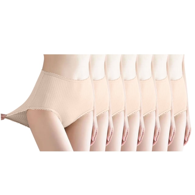 Posijego Womens Cotton Underwear 7 Pack Ladies Full Coverage Soft Breathable Briefs Panties Solid Color