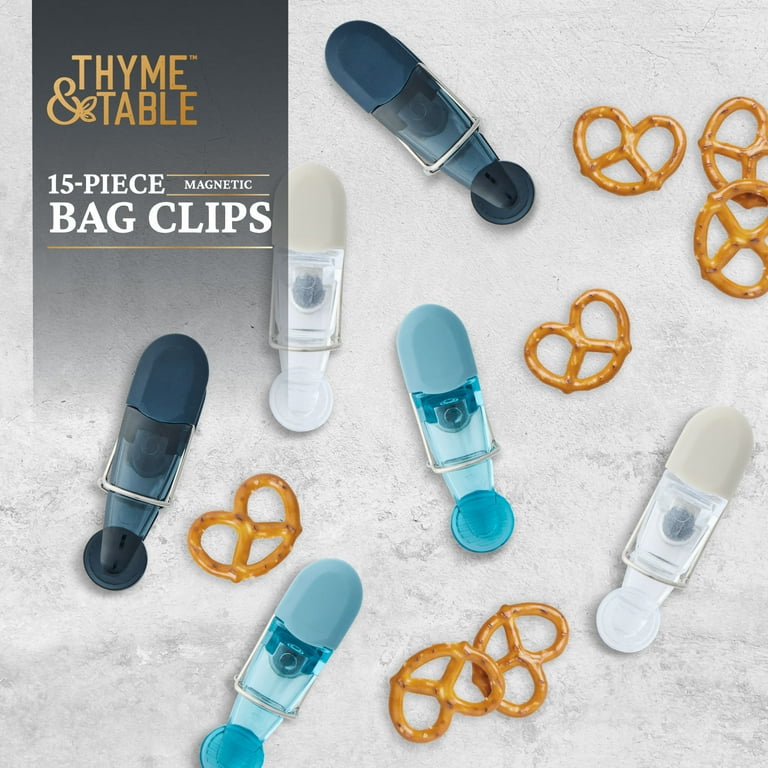 Thyme & Table 15-Piece Magnetic Bag Clip Set, Color-Coded Food