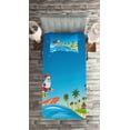 thumbnail image 2 of Ambesonne Christmas Quilted Coverlet 2 Pcs, Surfing Santa Beach, Twin Size, Multicolor, 2 of 2