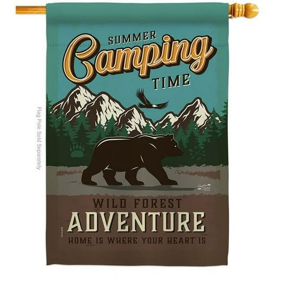Angeleno Heritage H137223-BO Adventure Camping Outdoor 28 x 40 in. Double-Sided Decorative Vertical House Flags for Decoration Banner Garden Yard Gift