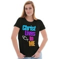 thumbnail image 4 of Christ Lives in Me Christian Faith Womens Slim Fit Graphic Tee Brisco Brands S, 4 of 5