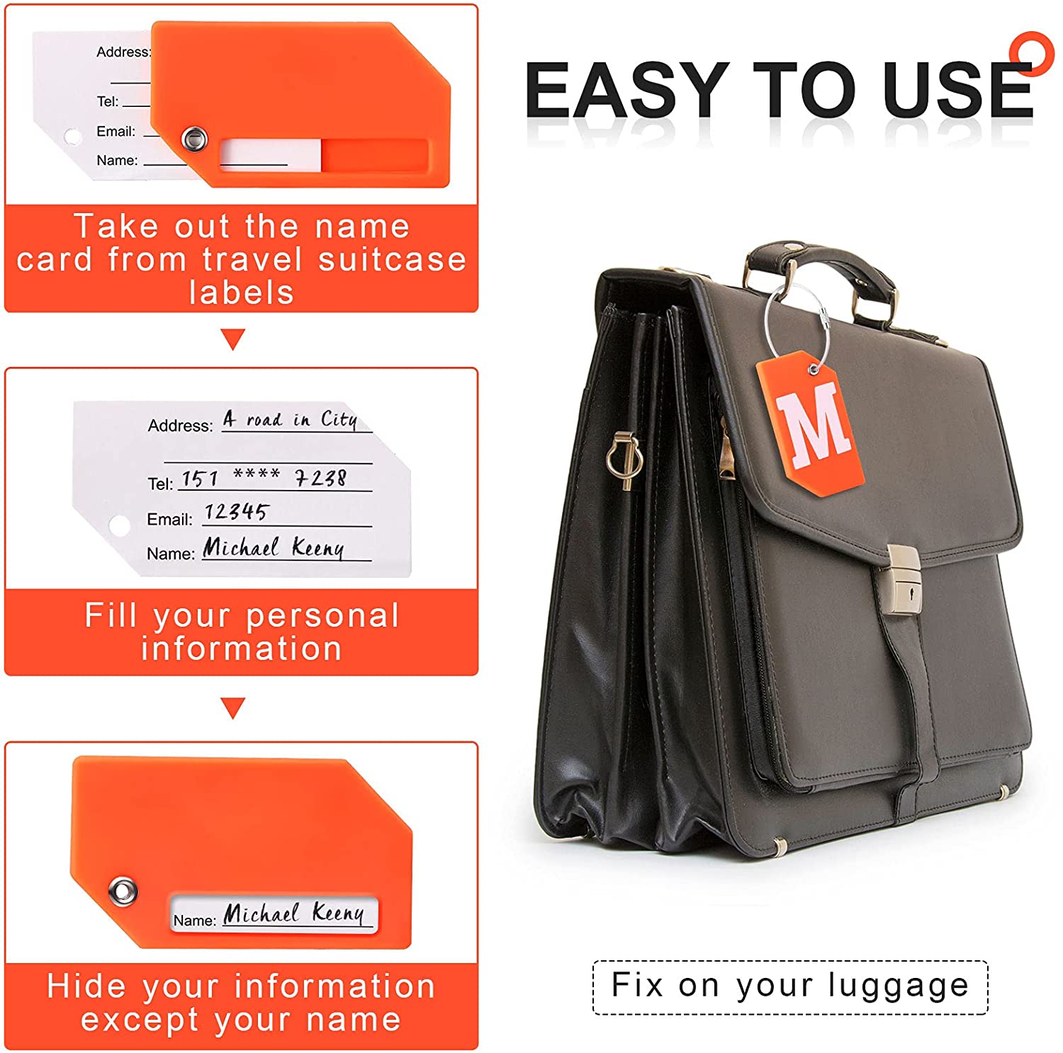 4 Pieces Initial Silicone Luggage Tags 