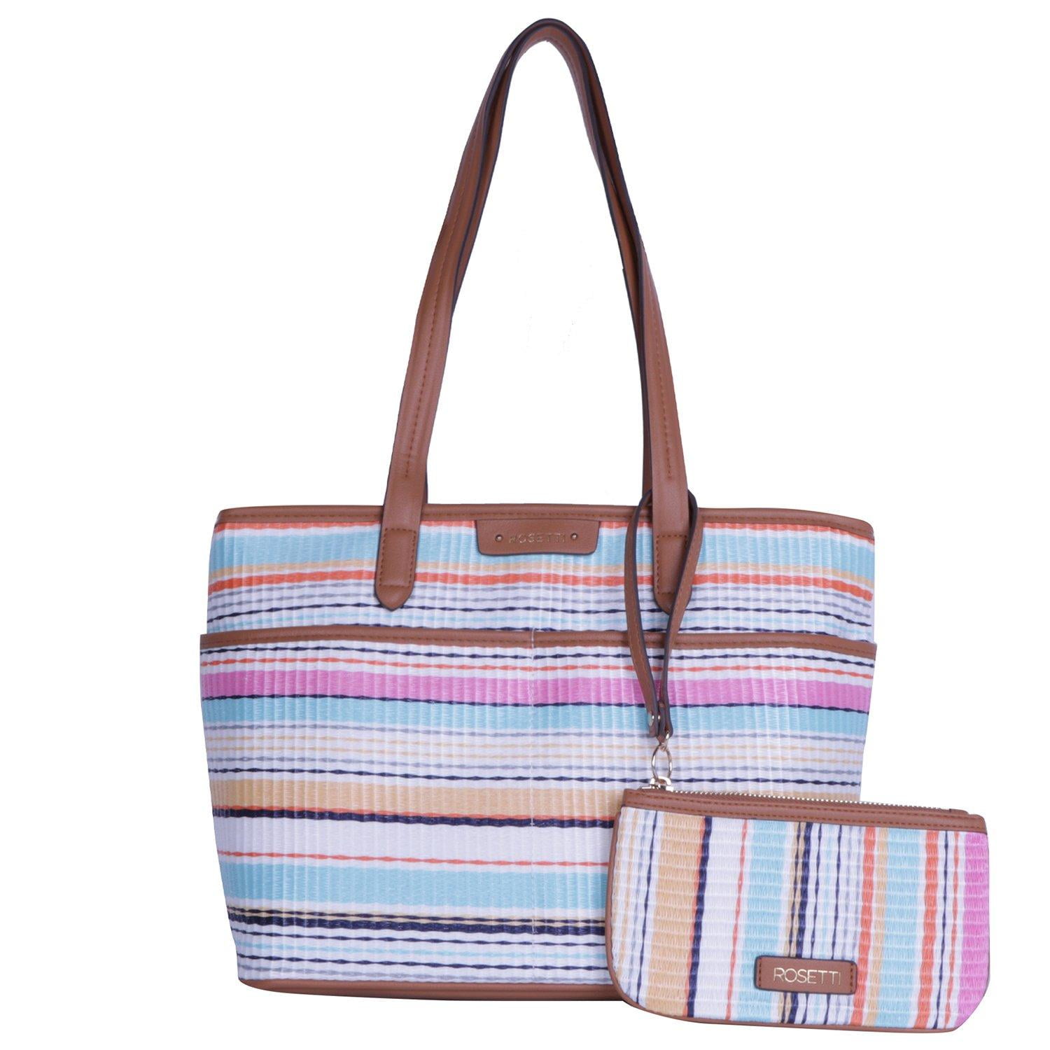 Rosetti Tessa Mid Vegan Leather Tote Handbag & Pouch One Size Brown multi