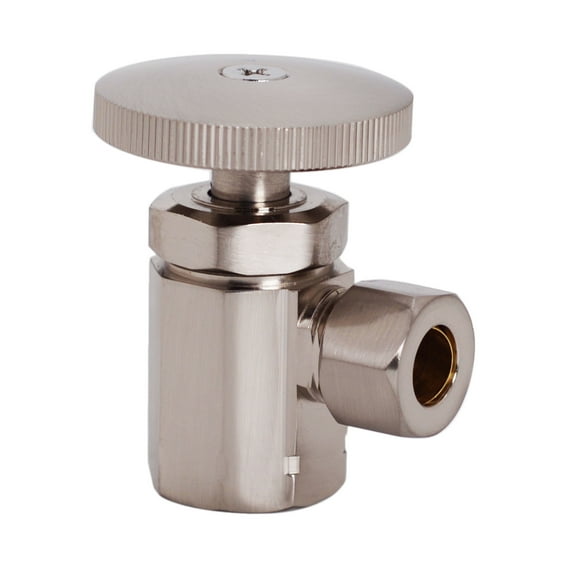 Westbrass D103-07 Round Handle Angle Stop Shut Off Valve, Satin Nickel