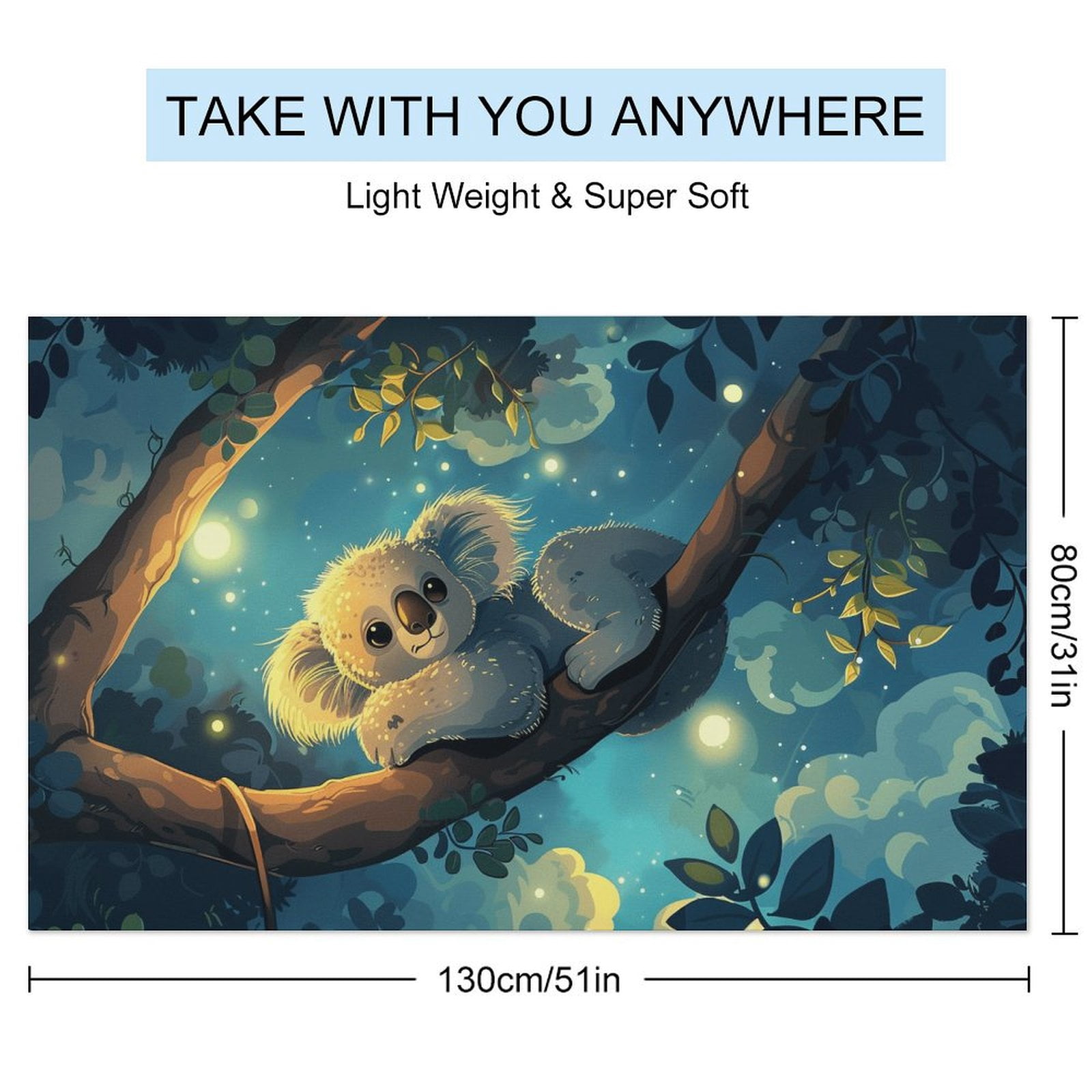 Cute Koala Oversized Beach Towel XL Pool Camping Swim Towels 32''x63'' Soft Blanket Accessories Must Vacation Necessities Adult