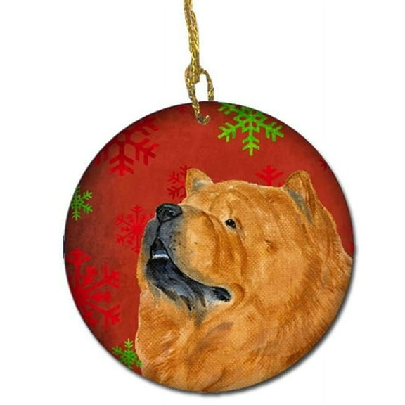 Chow Chow Red Snowflakes Holiday Christmas Ceramic Ornament