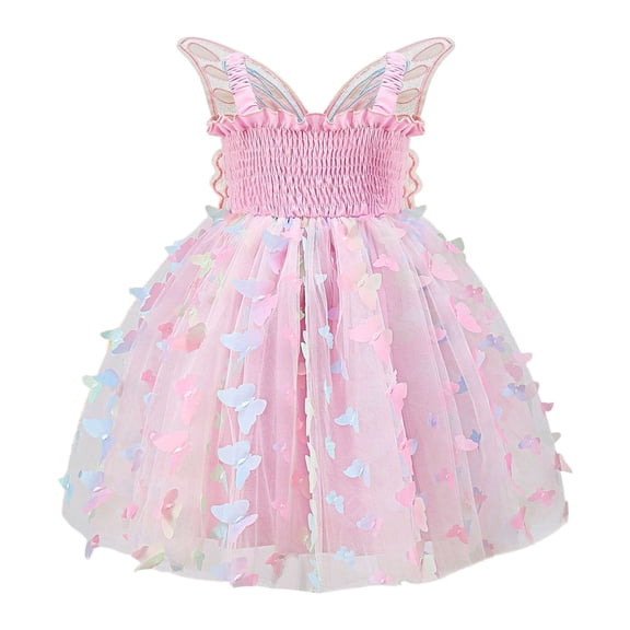TBWNWG Sparkly Fairy Tutu Dress for Girls Star Sequins Bow Sleeveless Party Attire,Sizes 5-6 Years