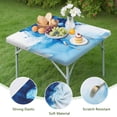 thumbnail image 4 of Blue White Marble Pattern Square Fitted Tablecloth with Elastic Edge,Square Table Cover,Washable Elastic Table Cover for Home Kitchen Party Decor 34"x34", 4 of 6