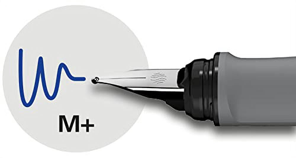 Schneider Ray Fountain Pen M (Medium), Refillable, Onyx Barrel, Royal Blue Erasable Ink Cartridge, Pack of 1 Pen (168207)