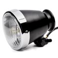 thumbnail image 3 of Krator 4.25" Mini Headlight w/ High Low Beam Lights LED Bulb Black w/ Chrome Housing Compatible with Harley Davidson Softail Cross Bones Deuce Rocker, 3 of 8