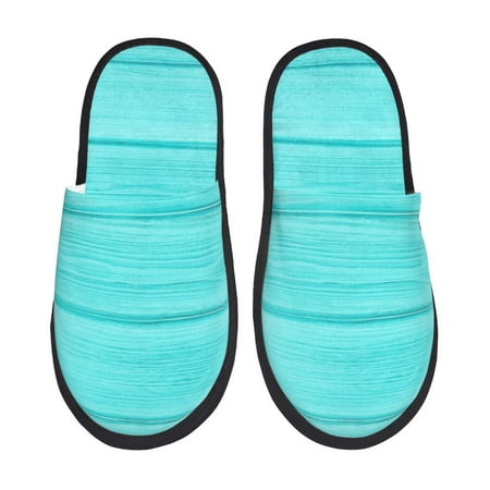 Balery Turquoise Wooden Slient Indoor Furry Fleece Comfort House Shoes Soft Non-Slip Home Shoes Cotton slippers House Slippers-- Medium